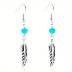 Turquoise Bohemian Hook Earrings Silver Plated Jewelry