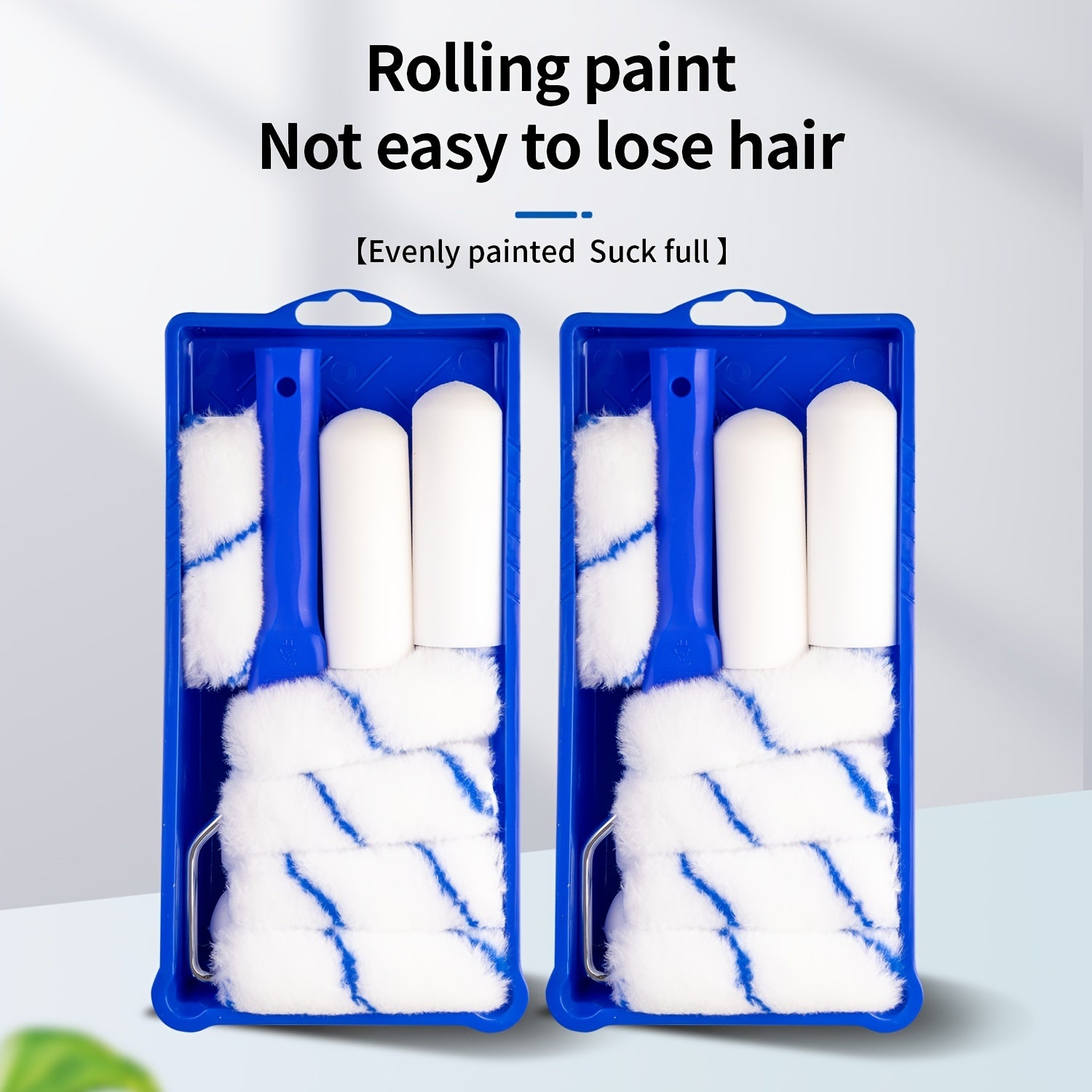 12pcs Paint Roller Set 4-inch Roller Tray with Foam and Polyester Covers