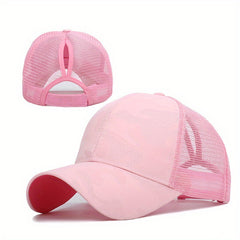 Camouflage Ponytail Trucker Hat Mesh Baseball Cap