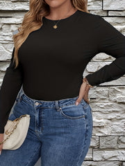  Casual Long Sleeve Bodysuit Round Neck Stretch