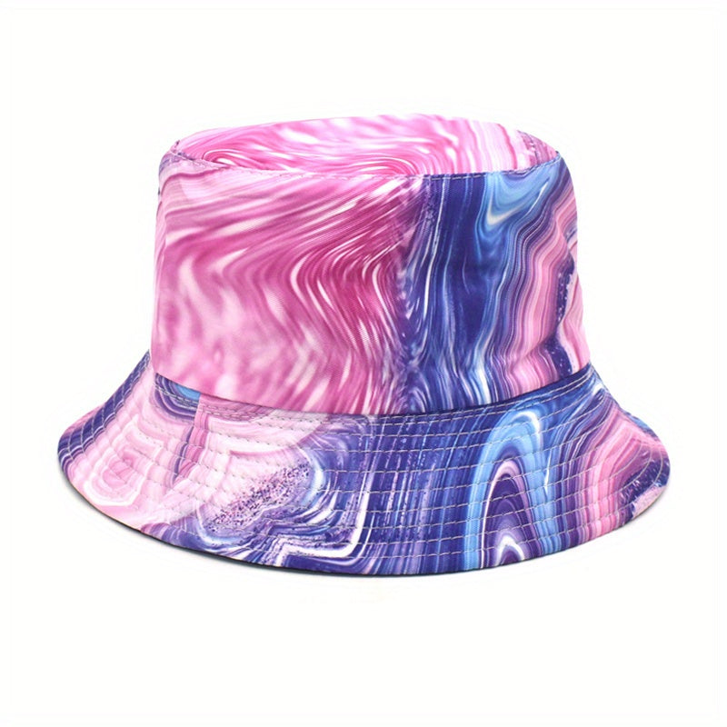 Tie Dye Striped Bucket Hat Abstract Pattern Printed Basin Hat