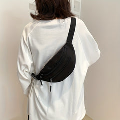 Casual Nylon Crossbody Bag Double Zipper Solid Small Bag