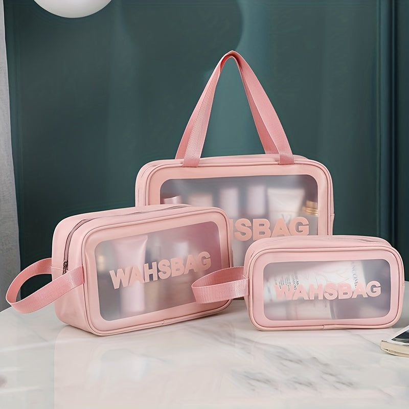 3pcs Transparent Letter Pattern Cosmetic Bags