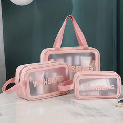3pcs Transparent Letter Pattern Cosmetic Bags
