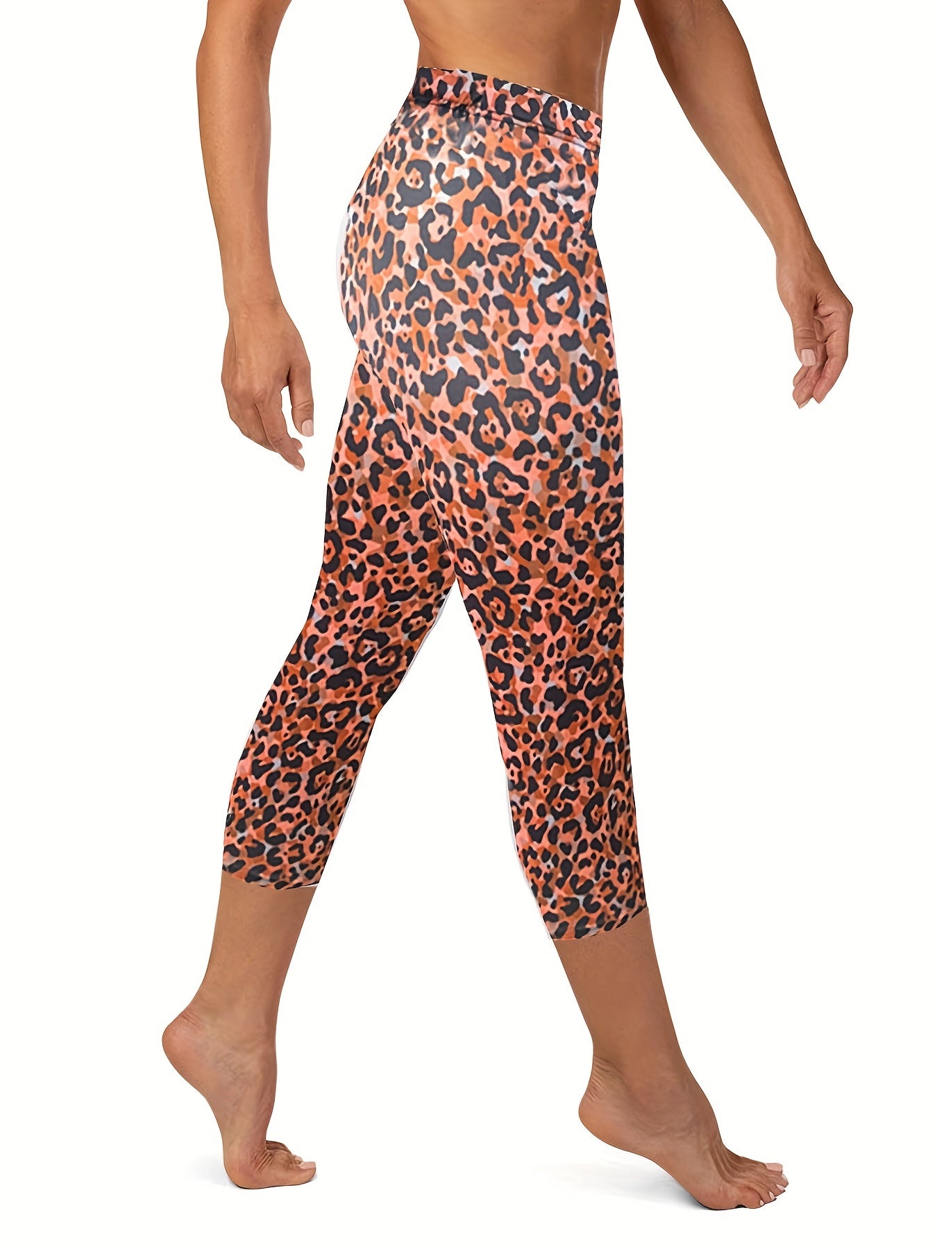 Leopard Print Skinny Capris Leggings for Women