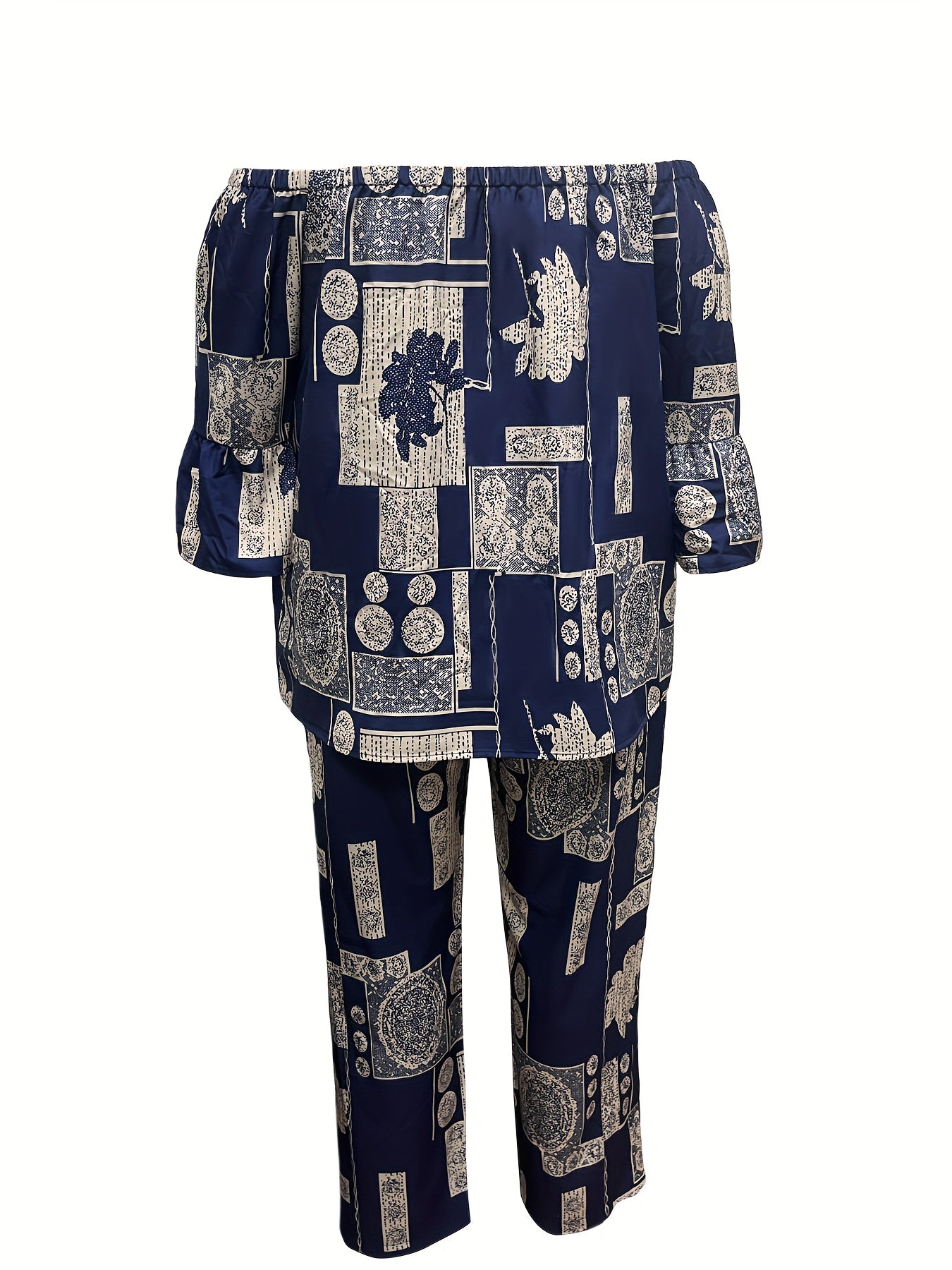  Off Shoulder Bell Sleeve Top & Pants Set