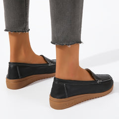 Women's Comfy Solid Flat Loafers Casual Slip On Walking Shoes