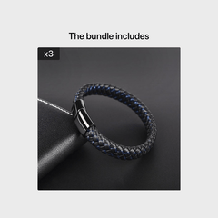 22Cm Punk Braided Leather Bracelet