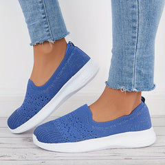 Women's Lightweight Slip On Walking Shoes Flying Woven Casual Sneakers