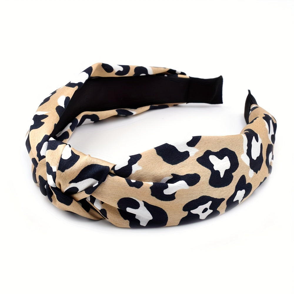 Leopard Pattern Dyeing Fabric Headband Bohemian Style Hair Accessory