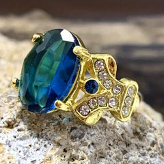 Men's Ring with Two Sapphire Goose Eggs for Engagement