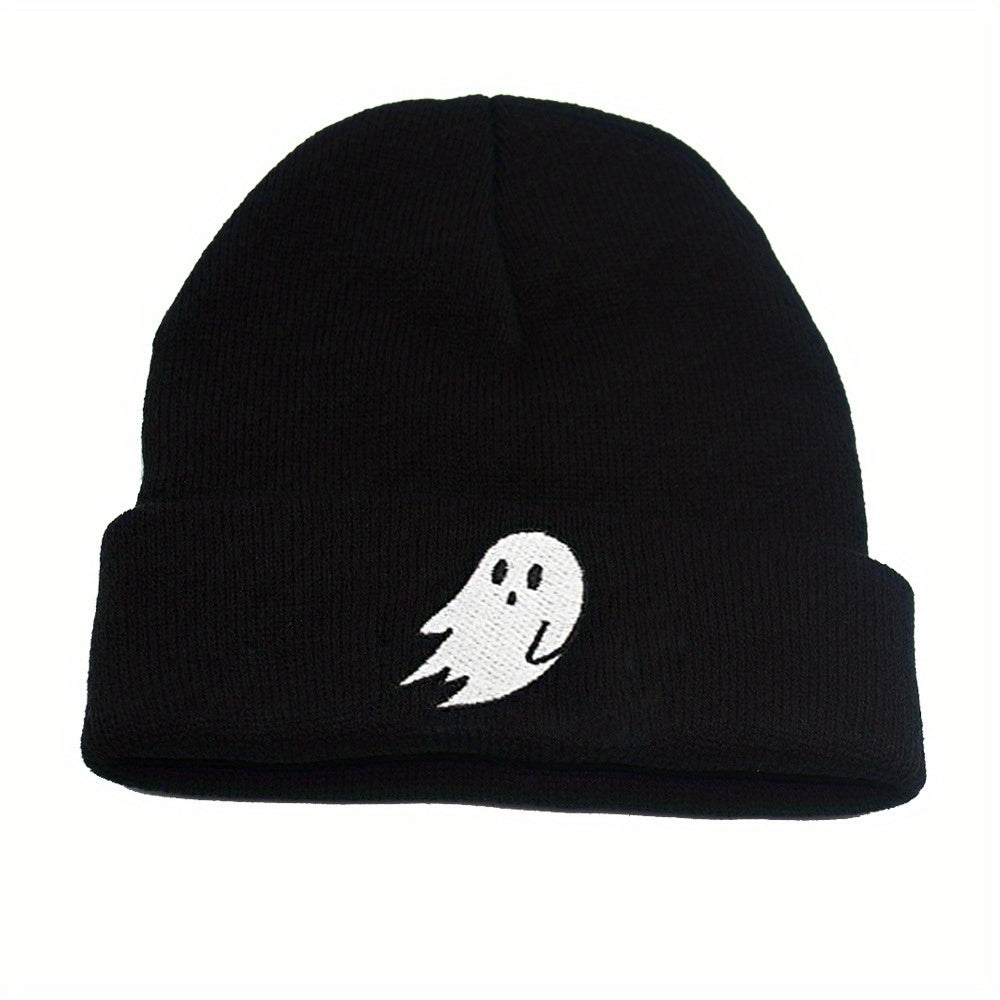 Embroidered Knitted Hat Cartoon Pattern Warm Beanie Hat Unisex