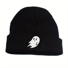 Embroidered Knitted Hat Cartoon Pattern Warm Beanie Hat Unisex
