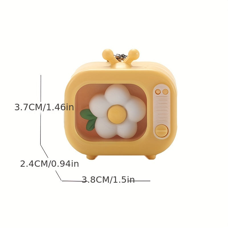 Mini TV Shape LED Cartoon Keychain Ornament for Home and Car