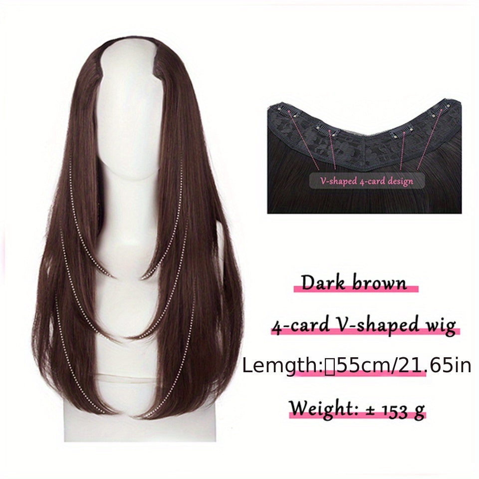 55-88 cm V-Shaped Long Straight Hair Extensions for Women Girls