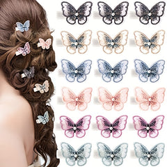 18pcs Embroidered Butterfly Hair Clips Lace Hair Clip for Women Girls
