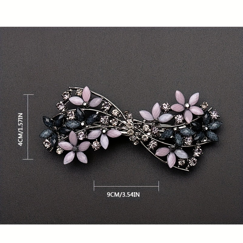 Retro Floral Hair Clip Rhinestone Daisies Barrette
