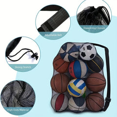 Mesh Balls Storage Bag For Sports Equipment with Shoulder Straps