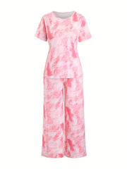  Tie Dye Pajama Set Short Sleeve Tee & Pants
