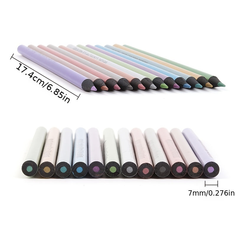 12 Metallic Colored Pencils Set for Artists