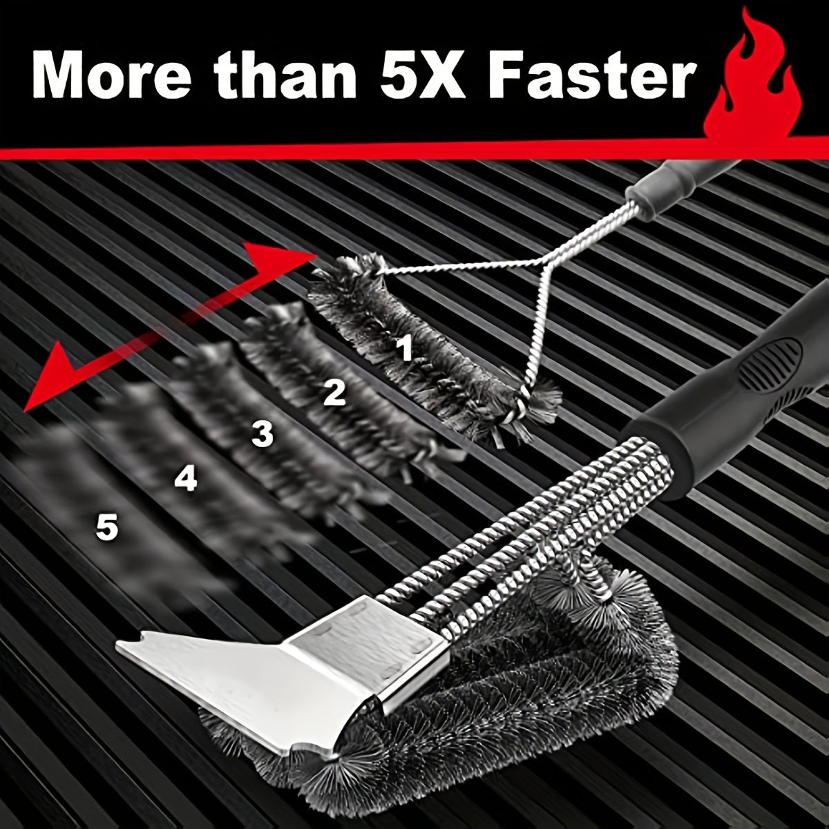 Grill Brush & Scraper 45 Barbecue Triple S BBQ Cleaner Safe Wire Bristles