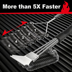 Grill Brush & Scraper 45 Barbecue Triple S BBQ Cleaner Safe Wire Bristles