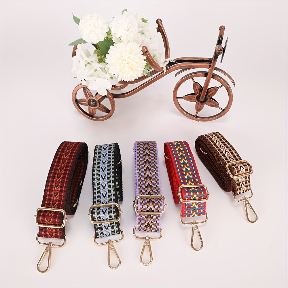 Vintage Pattern Strap Durable Adjustable Shoulder Bag Strap Wide Ethnic Strap