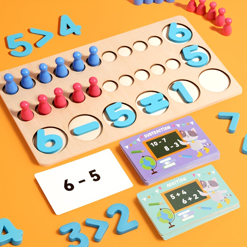 Wooden 20 Tablet Red Math Counter Board Educational Toy