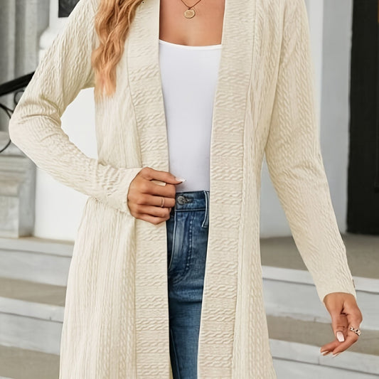  Cable Jacquard Long Sleeve Open Front Cardigan