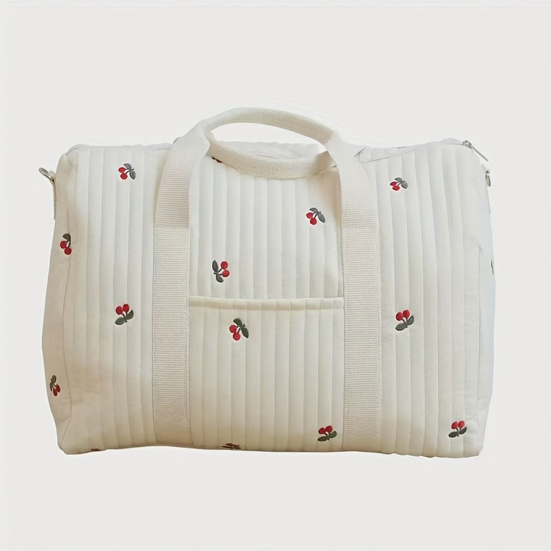 Floral Embroidered Parent Bag with Bear Face Patches