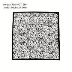 Rose Print Bandana Square Scarf Satin Neckerchief Hair Accessories