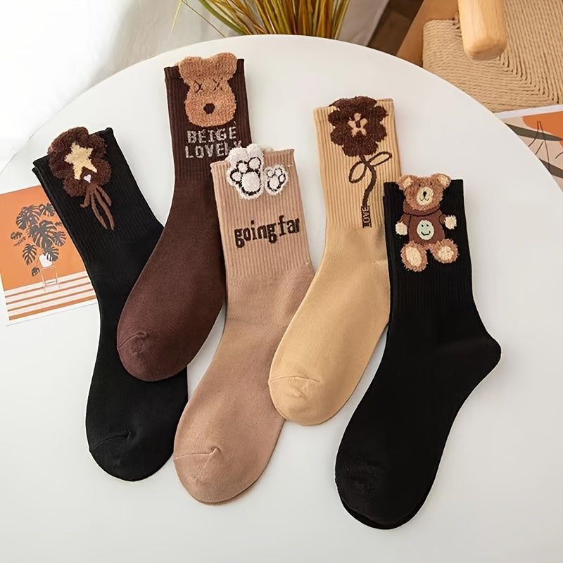 5 Pairs Cartoon Print Women's Socks Stockings