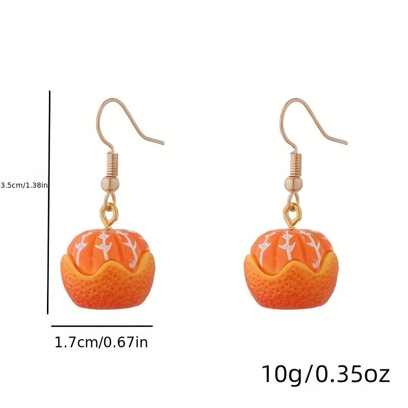 Orange Resin Earrings Peeling Fruit Style Jewelry