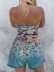 Floral Print Backless Romper Jumpsuit Tube Romper Women's Clothing