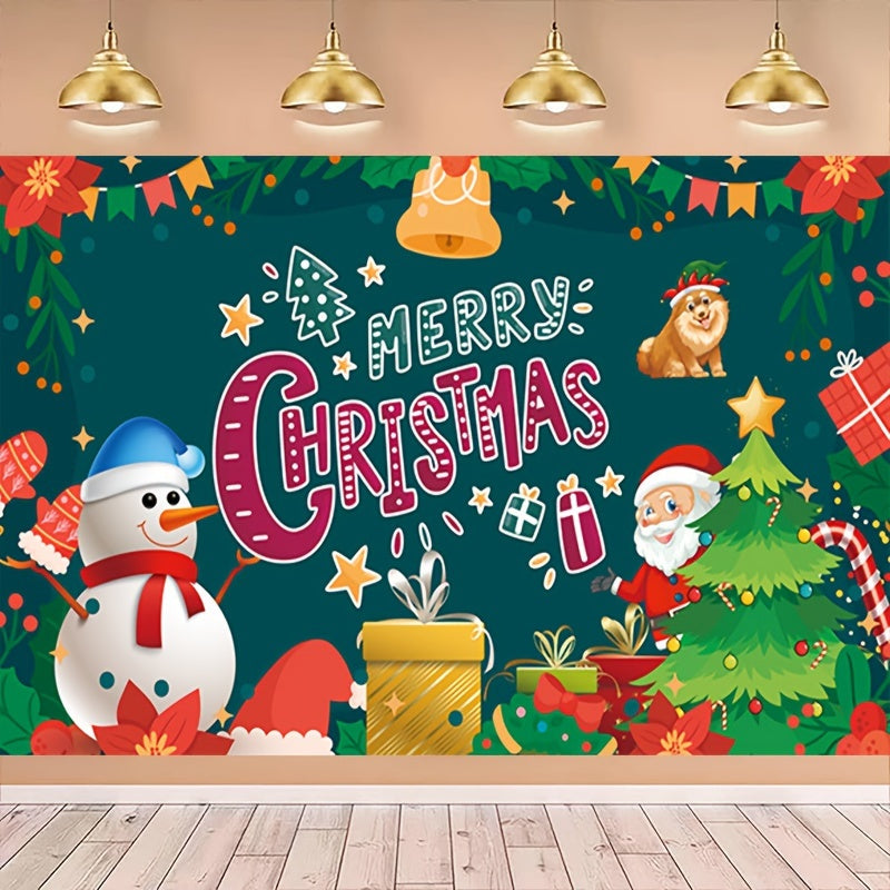 Cute Christmas Party Background Cloth - Snowman & Santa Claus