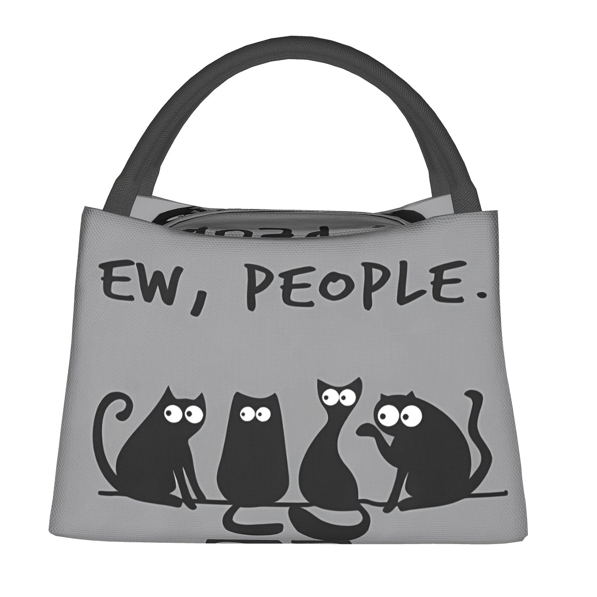 People Cat Insulated Lunch Bag Reusable Gray Cooler Tote Cartoon Cats Camping Pi