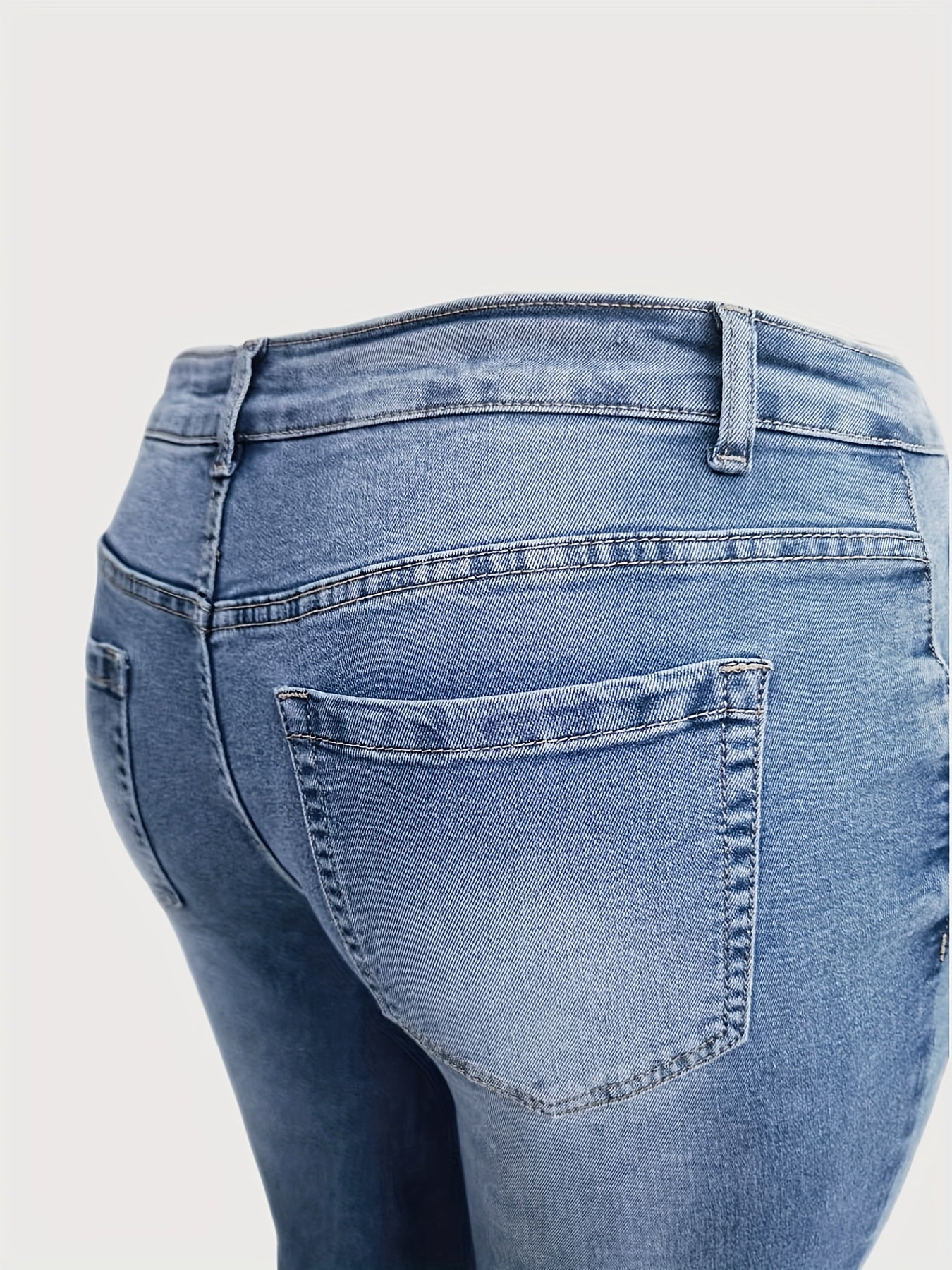 Women's Plus Washed Ripped Button Fly Skinny Jeans