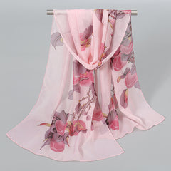Floral Print Chiffon Scarf Bohemia Thin Shawl Windproof Head Wrap