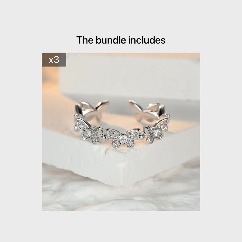 Butterfly Zircon Ring Inlaid Zircon Ring Female Opening Adjustable