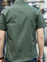 Men's Chest Pocket Short Sleeve Shirt Casual Comfy Shirt For Summer