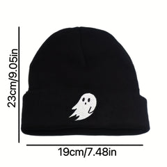 Embroidered Knitted Hat Cartoon Pattern Warm Beanie Hat Unisex