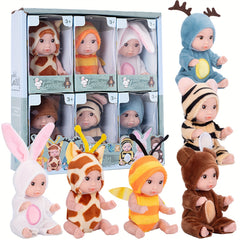 6pcs Baby Doll Set with Animal Outfits & Accessories for Kids Role Play