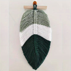 Boho Leaf Macrame Wall Hanging with Wooden Bead