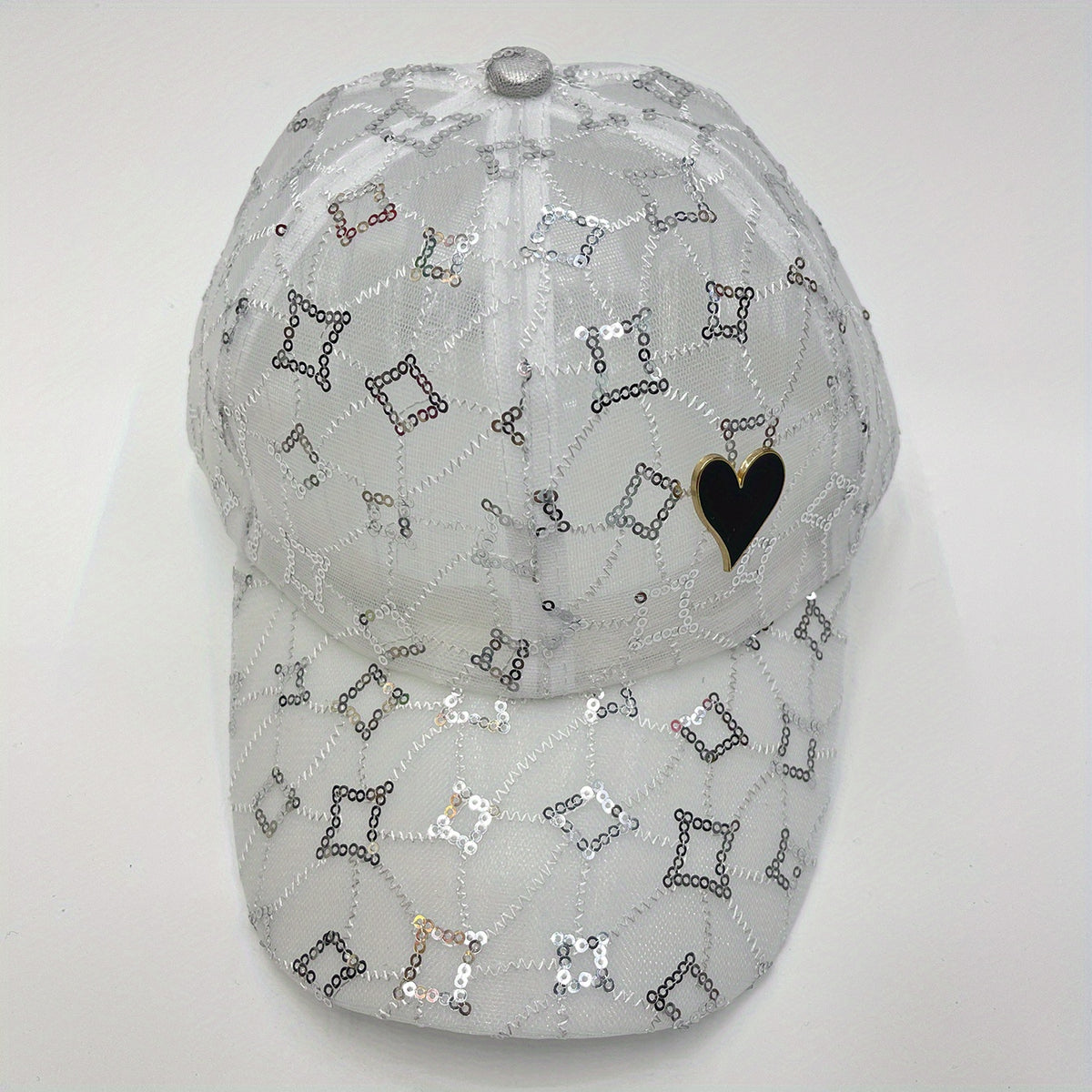 Sequin Embroidery Baseball Cap Solid Mesh Breathable Dad Hat Adjustable