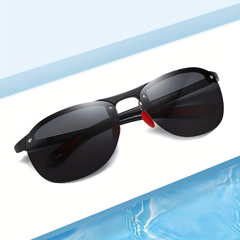 Half Frame Men's Polarized Aviator Sunglasses for Driving