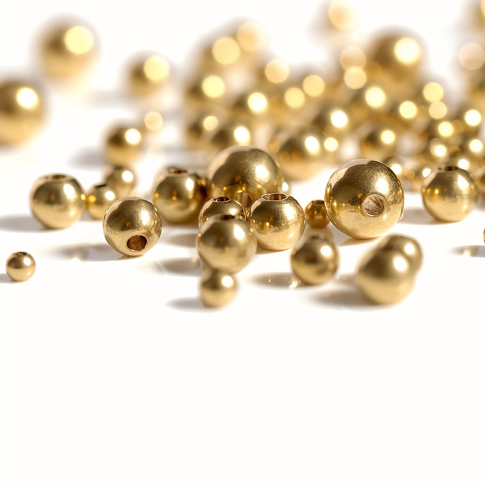50pcs Brass Round Ball Space Beads 3 4 5 6 8mm DIY Necklaces Jewelry Making