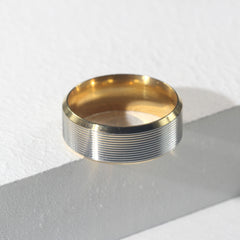 Engraved Grooves Stainless Steel Brushed Ring