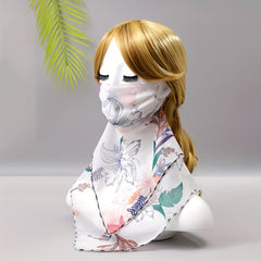 Flower Print Double Layer Veil Neck Gaiter Sunscreen Face Covering