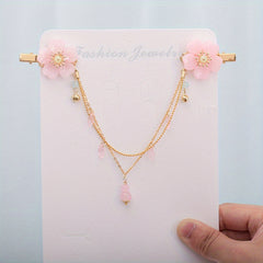 Chinese Style Flower Hair Clip with Tassel Chain - Headdress Jewelry