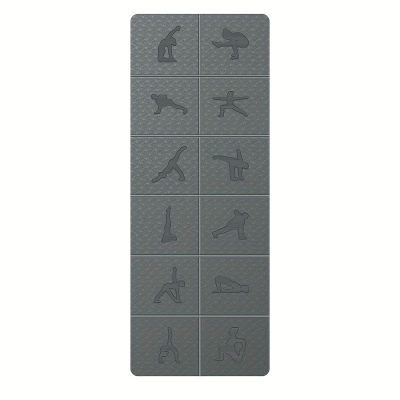 Foldable TPE Yoga Mat With Guide Lines Lightweight Portable Non Slip Pilates Mat